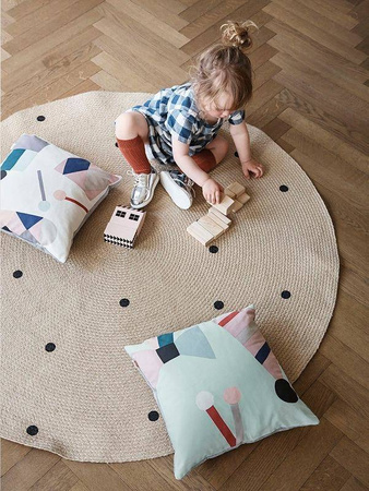 Dywan jutowy czarne kropki duży ferm LIVING