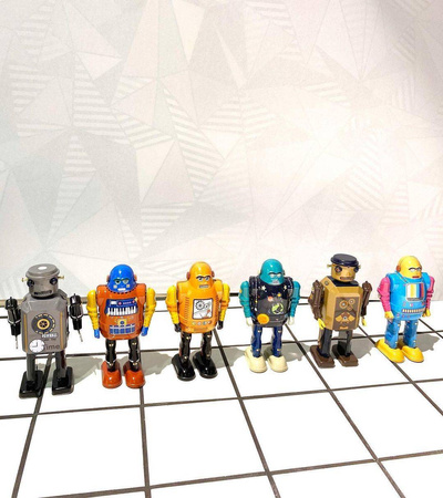 Mr and Mrs Tin Robot Gear Bot stalowy nakręcany robot