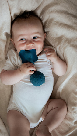 Gryzak zabawka z naturalnego kauczuku z grzechotką słonik Matruba