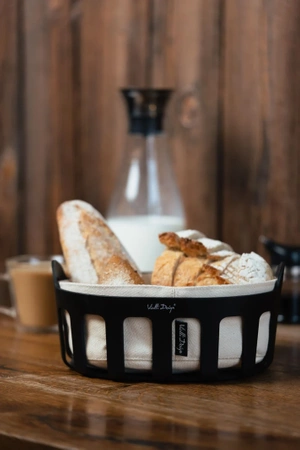Koszyk na pieczywo z bawełnianym wkładem Livio czarny Vialli Design