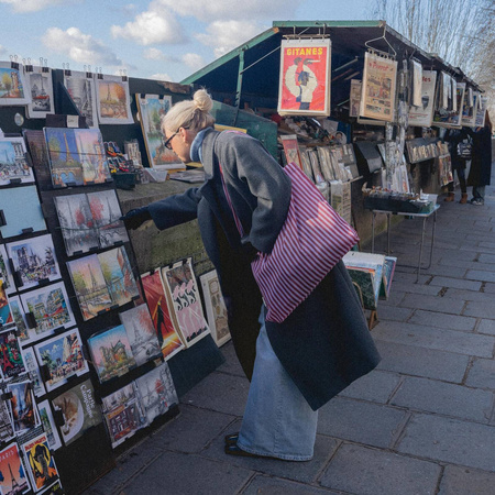 Torba na zakupy Red / Lilac Striped Grocery Bag Studio Noos