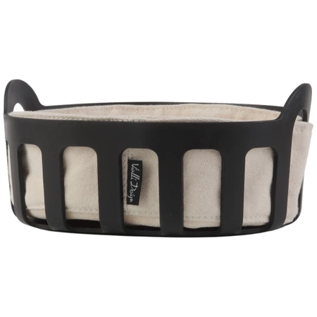 Koszyk na pieczywo z bawełnianym wkładem Livio czarny Vialli Design