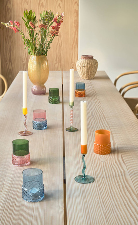 Świecznik kręcony szklany Styles wys. 15 cm Blue/Orange Villa Collection