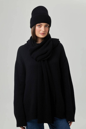Szalik Aspen z wełny czarny Peniche