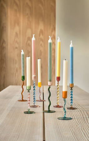 Świecznik kręcony szklany Styles wys. 15 cm Blue/Orange Villa Collection