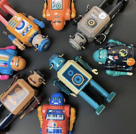 Mr and Mrs Tin Robot Gear Bot stalowy nakręcany robot