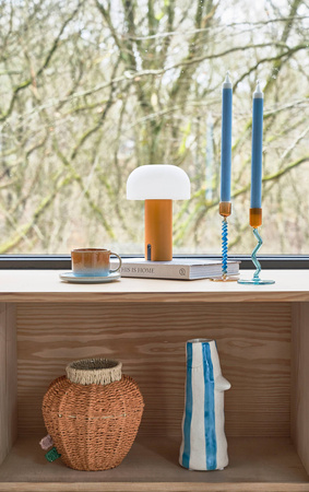 Świecznik kręcony szklany Styles wys. 15 cm Blue/Orange Villa Collection