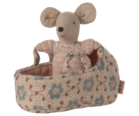 Myszka niemowlęca w łóżeczku - Róża Maileg