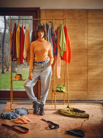 Wieszak na ubrania z zestawem haczyków pomarańczowy Hk living