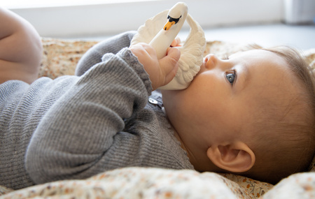 Gryzak zabawka do kąpieli z naturalnego kauczuku Łabędź Matruba