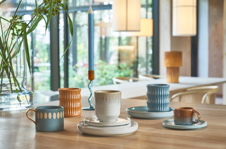 Świecznik kręcony szklany Styles wys. 15 cm Blue/Orange Villa Collection