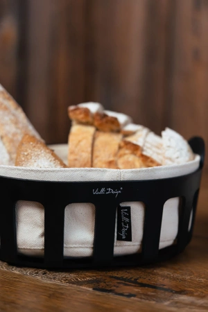 Koszyk na pieczywo z bawełnianym wkładem Livio czarny Vialli Design