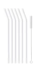 Słomki szklane białe zakrzywione 23cm zestaw 6 sztuk ze szczoteczką Vialli Design