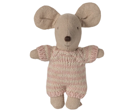 Myszka niemowlęca w łóżeczku - Róża Maileg