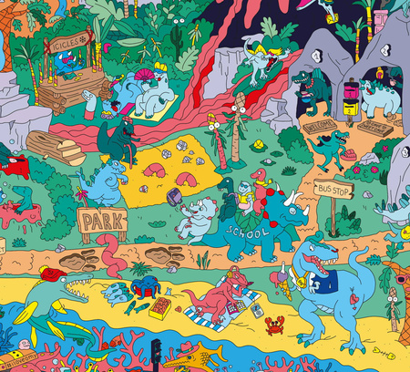 Plakat z naklejkami Dinozaury OMY