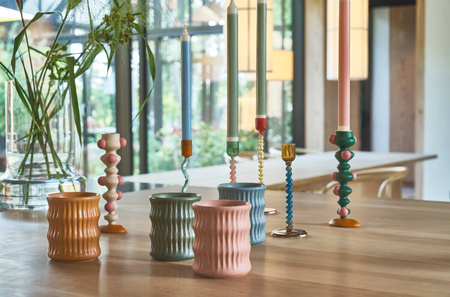 Świecznik kręcony szklany Styles wys. 15 cm Blue/Orange Villa Collection