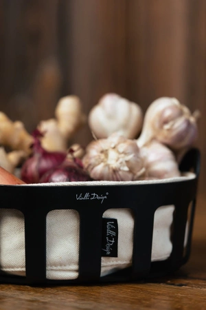 Koszyk na pieczywo z bawełnianym wkładem Livio czarny Vialli Design