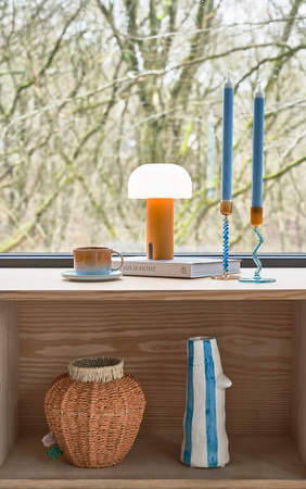 Świecznik kręcony szklany Styles wys. 15 cm Blue/Orange Villa Collection