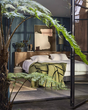 Lampa stołowa retro z kamienia zielona HK living