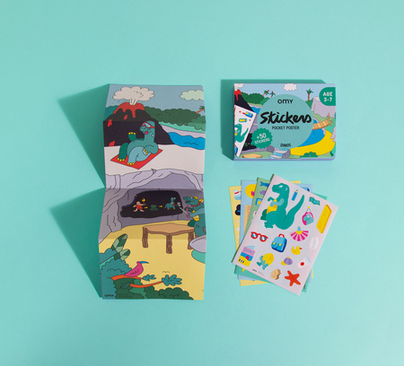 Mini plakat z naklejkami DINOZAURY OMY