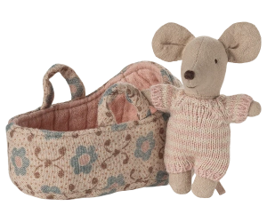  Myszka niemowlęca w łóżeczku - Róża Maileg